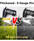 Image comparing Heavy Duty Six Inch 8 Gauge Galvanized Landscape Staples for Lawn and Garden showing thickness and turf use.