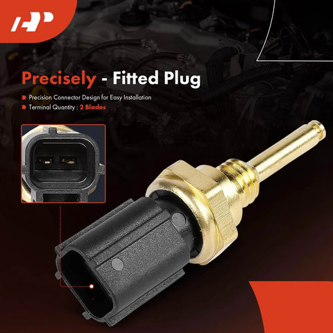 A-Premium engine coolant temperature sensor with brass body and black 2-blade connector, side view