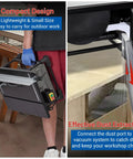 Compact Jobsite Table Saw With An 8 Inch 24 Tooth Blade Driven By A 6.7 Amp Pure Copper Motor, showing portable design and dust extraction.