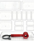 14 Pcs Clear Plastic Drawer Organizer Set With Two Extra Large 15X6 Trays shown with a red hairdryer in a tray