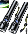Beastly Bright USB C Rechargeable Flashlight 99000 Lumens Zoomable Tactical Light with cord and digital display