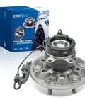 2WD Front Right Wheel Hub Bearing Assembly For 2004 2005 2006 2007 2008 GMC Canyon Chevy Colorado And Isuzu I 370 Passenger Side With ABS 6 Lug Replacement Kit next to product box