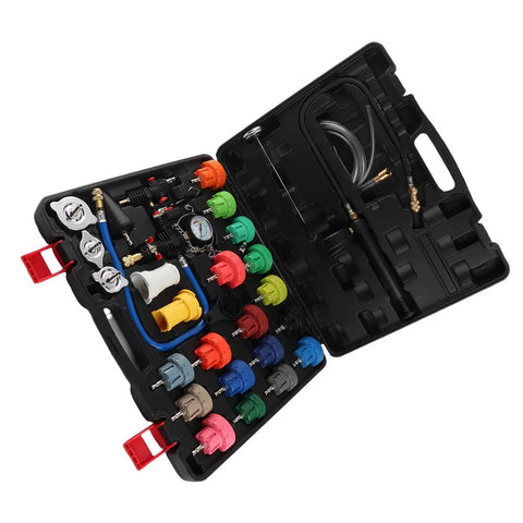 Universal Radiator Pressure Tester Kit With Pump Gauge For Coolant System Leak Detection And Vacuum Refill Tool Auto Cooling Water Tank Diagnostic Adapter Set Heavy Duty