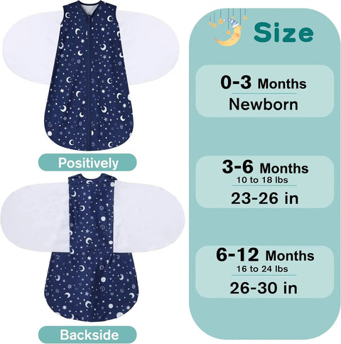 Newborn Sleep Sack Swaddle For 3 To 6 Months Cozy Crib Safe Three Way Adjustable Wearable Blanket With Safe Swaddle Wings