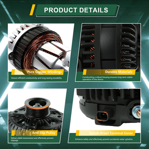 14V 300A High Output Alternator Replacement For GM Escalade Tahoe Suburban Yukon Avalanche H2 2007-2011, product details