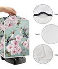 Real Deal Retro Green Hummingbird Plumeria Coffee Machine Covers Waterproof Polyester kitchen appliance protector with fabric handle.