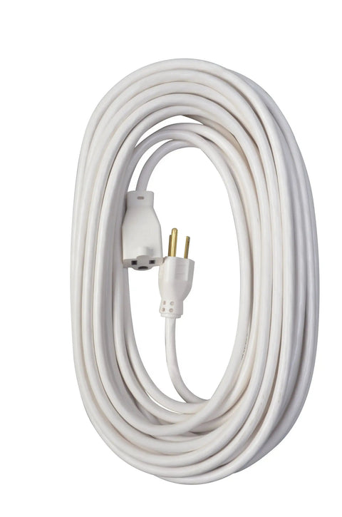Outdoor Extension Cord 40 Foot 16 Gauge SJTW Three Conductor Weather Resistant White Ideal For Patio Landscape And Deck Lighting