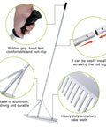 Diagram showing parts of 24 Inch Aluminum Landscape Rake Heavy Duty Garden Tool For Lawns And Soil Loosening Rustproof With Adjustable 3 Section Handle Ideal For Lawn Care Landscaping Garden Renovation Lake And Beach Cleanup