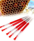 Beekeeping Grafting Tools Kit 10 Pack Retractable Needles For Beehive Queen Larva Rearing Essential Beekeepers Gear shown with honeycomb