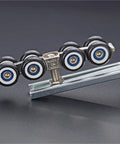Heavy Duty Cold Rolled Steel Sliding Door Hardware Kit For Wooden Closets With Eight Smooth Rolling Wheels And Hangers Easy Glide Roller System