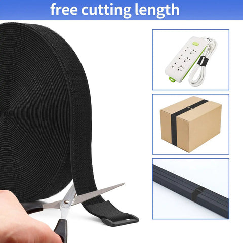 Heavy Duty 1.5 Inch By 20 Foot Cinch Straps Nylon With 25 Buckles Cut To Length Reusable Black Hook And Loop Cable Ties image