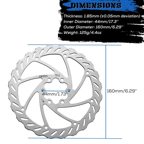 160mm Disc Brake Rotor With Six Bolts For Mountain MTB BMX Road Bikes Square Hole 2mm Thick Stainless Steel Durable Performance