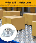 Heavy Duty 30 Piece 5/8 Inch Galvanized Steel Ball Transfer Units Offering 360 Degree Free Spin Smooth Operator Design on conveyor system.