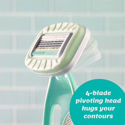 Intuition Go Disposable Razor For Sensitive Skin With BuiltIn Moisturizing Aloe Bar 4Fold Pivoting Head close-up image