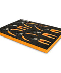 Eight Piece Fixed Joint Internal External Snap Ring Pliers Set With Conical Tips For Secure Grip Quick Switch From Internal To External Circlips Includes Built Tough Foam Tray For Easy Storage And Organization in foam tray