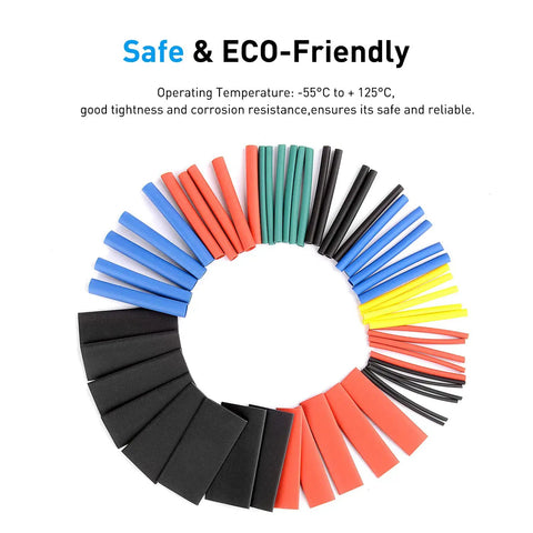 Heat Shrink Tubing Kit 2 To 1 Shrink Ratio 45mm Cable Sleeve Flame Retardant Polyolefin 560 Pieces In 5 Colors And 12 Sizes