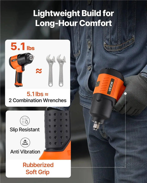 Kick Butt 1/2 Inch Drive Pneumatic Impact Wrench Delivers 1100 Ft Lbs Of Raw Torque At 7500 Rpm Featuring 4 Speed Control Settings for comfortable use.