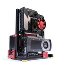 Side view of DIY Aluminum Open Frame PC Case Test Bench With Water Cooling Support Universal ITX MATX ATX EATX Motherboard Compatibility Unlimited GPU Length Open Air Chassis For Custom Builds And Server Setups, showcasing installed GPU and cooling system.