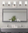 5-Light Black Vanity Light Over Mirror, Contemporary Industrial Wall Lamp With Clear Hammered Glass Shades, Modern Bathroom Fixture