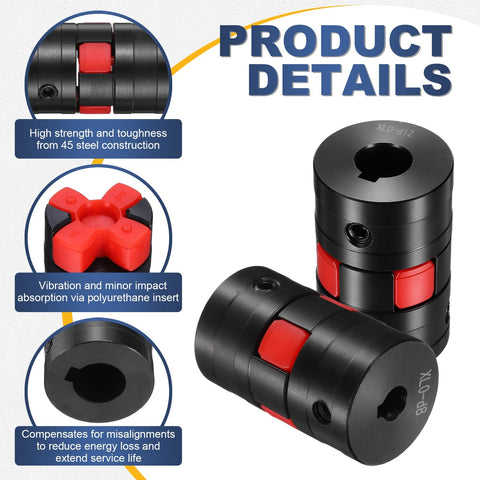 Flexible Jaw Shaft Coupling 8Mm To 12Mm Bore 30Mm Diameter 45 Steel Motor Connector for CNC and 3D printers