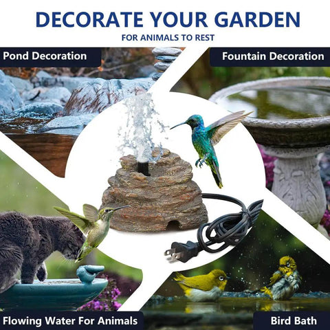 Durable Resin Rock Fountain With Realistic Stone Texture, Easy Setup No Fuss Outdoor Bird Bath Waterfall Pump Kit, Brown Finish