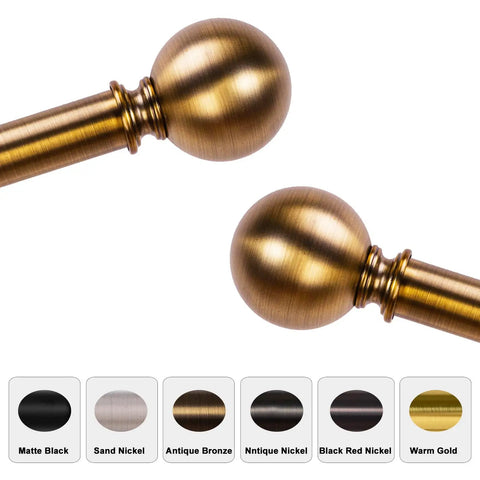 Antique Brass Curtain Rod Set 1 Inch Heavy Duty Adjustable Drapery Rods 18 To 88 Inches With Round Finials