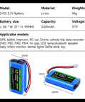 5200mAh 3.7V Li-Ion Battery Pack With JST-PH 2.54mm 2-Pin Plug For RC Toys, Lighting And DIY Projects, 68x27x19mm, 94g
