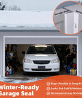 Front view of Elvone white garage door seal kit for top and sides, 40 ft, universal TPE weatherstripping with nails.