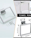 Five Piece Bathroom Hardware Set With 23.6 Inch Towel Bar Towel Rack Modern Stainless Steel Wall Mount Brushed Nickel Finish Towel Ring