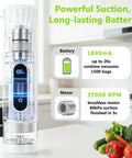 Compact Handheld Vacuum Sealer For Food Storage With 80kPa Suction 1800mAh Battery on kitchen counter with vegetables.