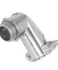 The Real Deal 1/2 Flexible Metal Conduit 90 Degree Squeeze Elbow Connector Die Cast Zinc Alloy for electrical installations.