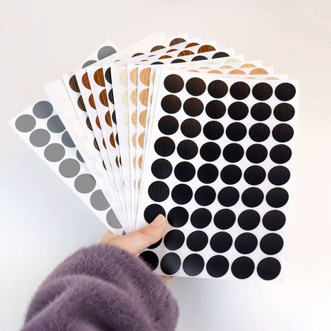 648 Pieces Screw Hole Covers Kit With 21mm Wood Textured Stickers PVC Self Adhesive Caps for furniture cabinets walls desks