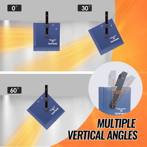 7500W Electric Garage Heater 240V Hardwired Ceiling Mount Shop Heater with adjustable louvers showing vertical angle positions.