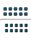 Gun Plug Screw Set For Rifle And Shotgun Receivers That Snaps Into Factory Optics Ports With A Dead Nuts Seal In Six Forty Eight And Eight Forty Zero Threads, showing twenty hardened steel screws and an Allen wrench.