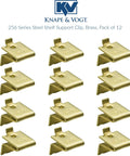 Solid Brass Shelf Support Clips Heavy Duty Cabinet Brackets Easy No Sweat Assembly Pack Of Twelve Durable Hardware in a grid layout.