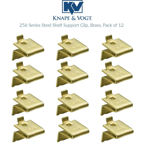 Solid Brass Shelf Support Clips Heavy Duty Cabinet Brackets Easy No Sweat Assembly Pack Of Twelve Durable Hardware in a grid layout.