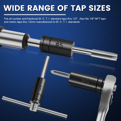 Close-up of 8 Piece Tap Socket Set For Quarter Inch And Three Eighths Inch Drive Adapters For Socket Wrench Fits MCTI Taps
