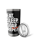 Glider Pilot Stainless Steel Insulated Tumbler Keeps Coffee Hot Or Ice Cold For Sailplane Fans with slider lid, side view