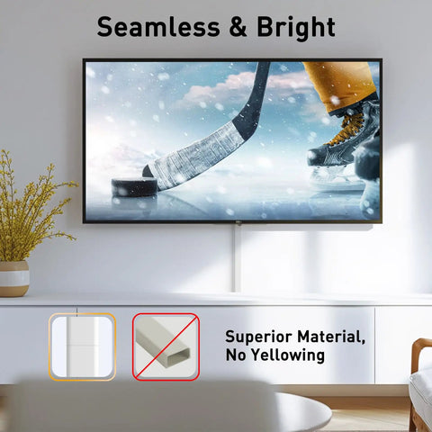 TV Cord Hider For Wall Mounts Paintable Cable Cover For 2 To 3 Wires Easy Install Wire Management For TV Cables Behind Your Flat Screen White UL94 V0 Safe mounted behind wall TV