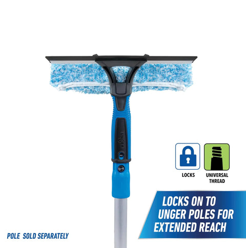 2-In-1 Window Cleaner Squeegee And Scrubber With Stainless Steel Handle, Microfiber Pad, Streak-Free Glass Tool For Home And Commercial Use