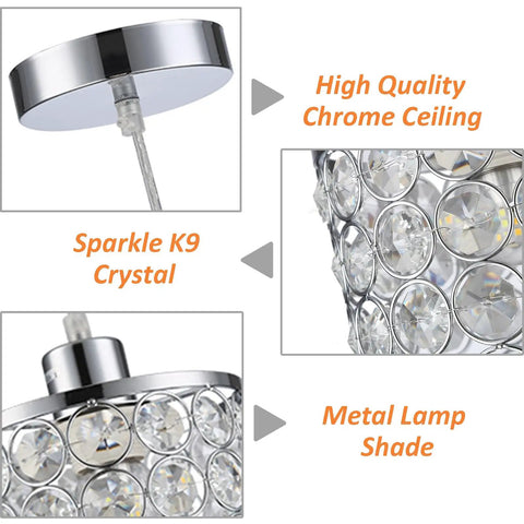 Three Pack Crystal Pendant Lights With Modern Chrome Finish Adjustable Cord Bar Ceiling Fixtures For Kitchen Island Dining Room And Bedroom Elevate Your Space With Lit Vibe