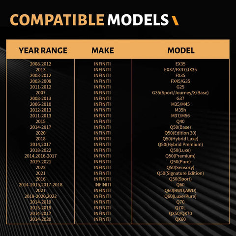 List of compatible Infiniti models for Ceramic Rear Brake Pads For Infiniti And Nissan Vehicles Fits 350Z 370Z Altima Juke Leaf Maxima Murano