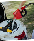 Portable Transfer Pump For Trucks, Cars, And Boats - Manual Siphon Pump For Fast Liquid Transfer, Easy Extraction, No Spill Design, Anti Leak Air Feature, Great For Yachts And Heavy Equipment Tools, red fuel transfer pump filling a vehicle tank