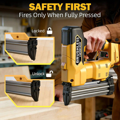 Versatile Two In One Cordless Brad Nailer And Narrow Crown Stapler Compatible With Dewalt 20v Batteries 18 Gauge Electric Nail Gun Kit With 1000 Fasteners A Heavy Duty Hustler Built For Woodworking And Diy Projects