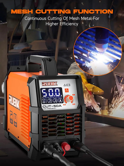 Dual Voltage Plasma Cutter 50 Amp For Home Workshop 110 to 220 Volt With Three Quarter Inch Cutting Capacity And One Half Inch Clean Cut LCD Display Non Touch Pilot Arc 2T 4T Cutting Modes
