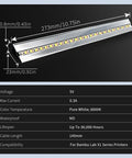 Upgrade LED Light Strip Kit For Bambu Lab X1 Series 3D Printers X1C X1E dimensions and specifications chart