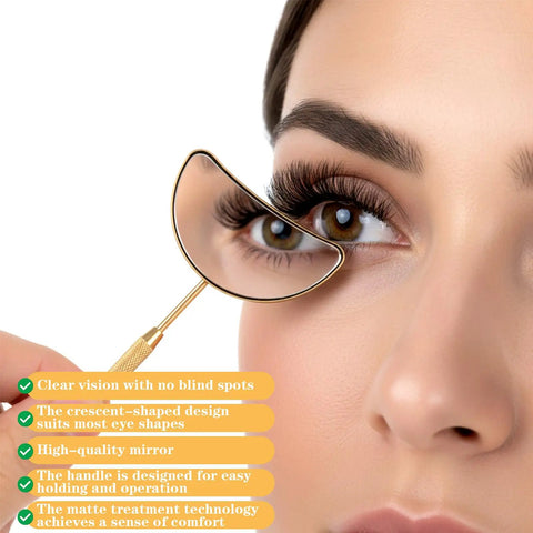 2 Pack Lash Mirror For Eyelash Extensions, Pro Grade Stainless Steel Half Moon Mirrors For Lashes, Detachable Inspection Mirrors For Beauty Pros, Clear Large Vision For Precise Angles And Flawless Lash Jobs At The Salon Or Home, crescent lash mirror close-up