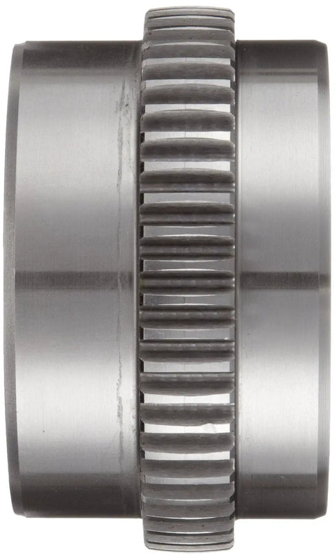 Size F Sier Bath Flanged Sleeve Gear Coupling Flex Hub Carbon Steel 2938 Inch Bore shown from side angle with teeth visible.