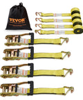 2 Inch By 15 Foot Ratchet Straps Beefy Heavy Duty 4 Pack With Double J Hooks And Padded Handles, 5000 Lb Break Strength