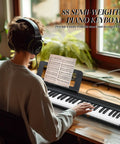 Person using Foldable 88 Key Electronic Keyboard Piano With Portable Bag, Pro Pedal, Stereo Headphones, And Bluetooth MIDI Function, Black.